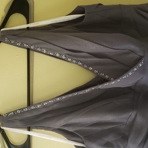 David's Bridal jacket dress grey shine, perfect condition size 16 plus